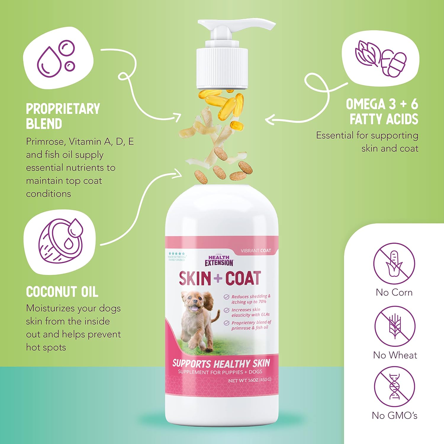 Health Extension Skin & Coat Supplement for Dogs and Puppies, 473 ml - görsel 6