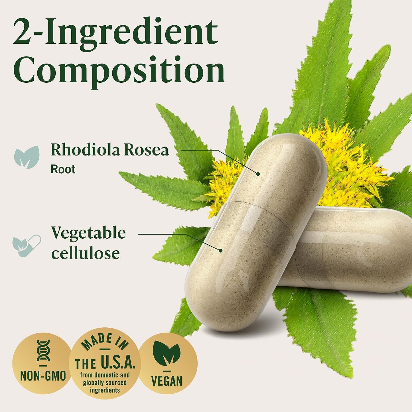 HERBAMAMA Rhodiola Rosea Supplement – Rhodiola Rosea Capsules for Stress Relief & Mental Focus Support – 100 Vegan Capsules (50 Servings) - görsel 4