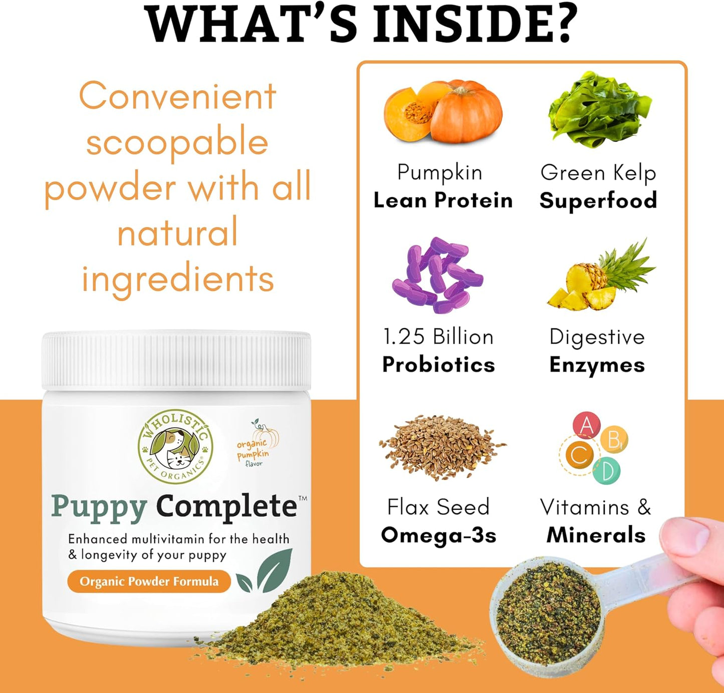 Wholistic Pet Organics Puppy Complete – Dog Multivitamin Powder for Puppies (45 Scoops) - görsel 3
