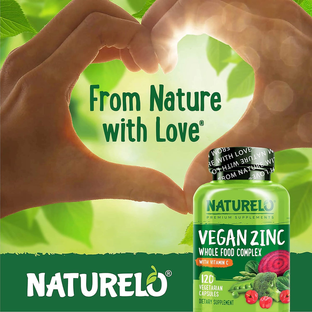 NATURELO Vegan Zinc Immune Support Capsules - Whole Food Complex with Vitamin C for Healthy Skin, Hair and Nails - görsel 5