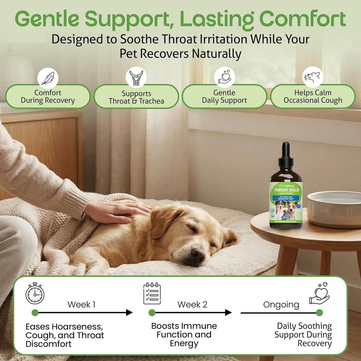 Pet Wellbeing Throat Gold for Dogs - Herbal Throat & Respiratory Support Liquid (118 ml) - görsel 4
