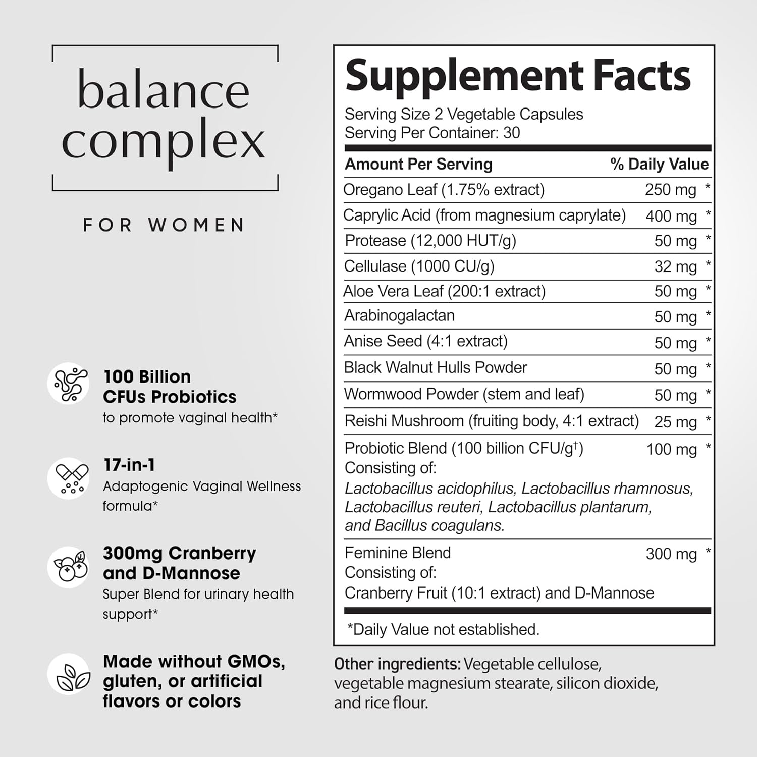 Balance Complex 17-in-1 Vaginal Health Probiotic with Cranberry & D-Mannose for Women – 60 Capsules - görsel 7