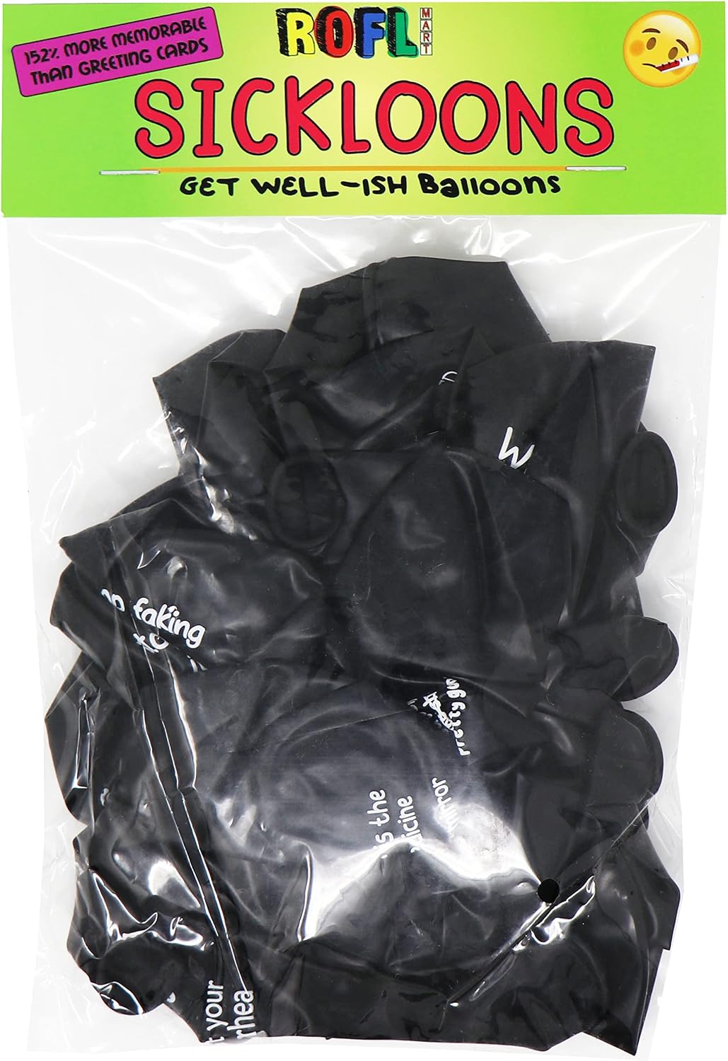 ROFLmart Sickloons Funny Get Well Soon Gift Balloons (Black, 24 Pack) - görsel 6