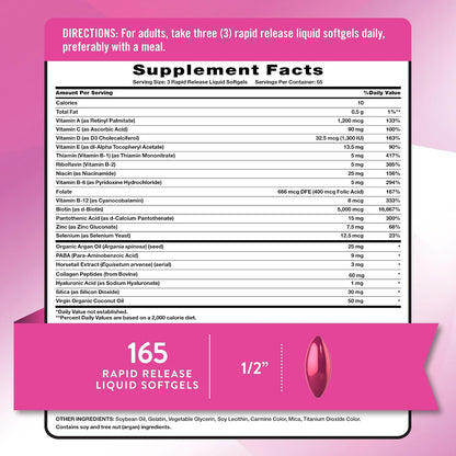 Nature's Truth Hair, Skin & Nails Vitamin | 5000 mcg Biotin | 165 Softgels | with Collagen | Non-GMO & Gluten-free Supplement