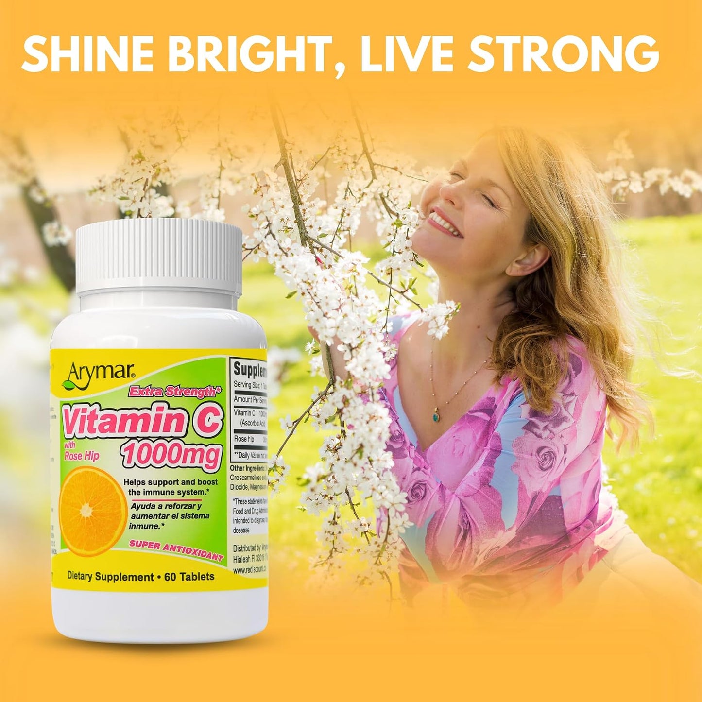 Arymar Vitamin C 1000 mg with Rosehip Extract 30 mg - High Strength Vitamin Supplement - 60 Tablets - görsel 7