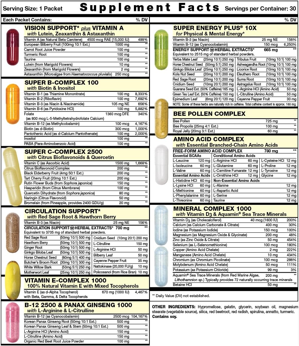 Super Start All-in-One Daily Vitamin Pack - Energy & Endurance - 30 Day Supply - görsel 2