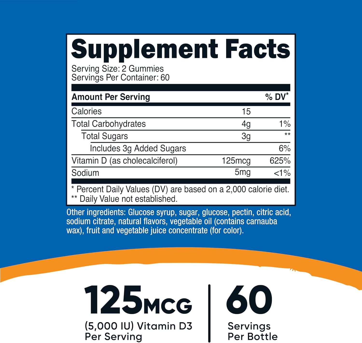 Nutricost Vitamin D3 Gummies 5,000 IU (125 mcg), 120 Gummies - Mixed Berry Flavour, 60 Servings - görsel 2