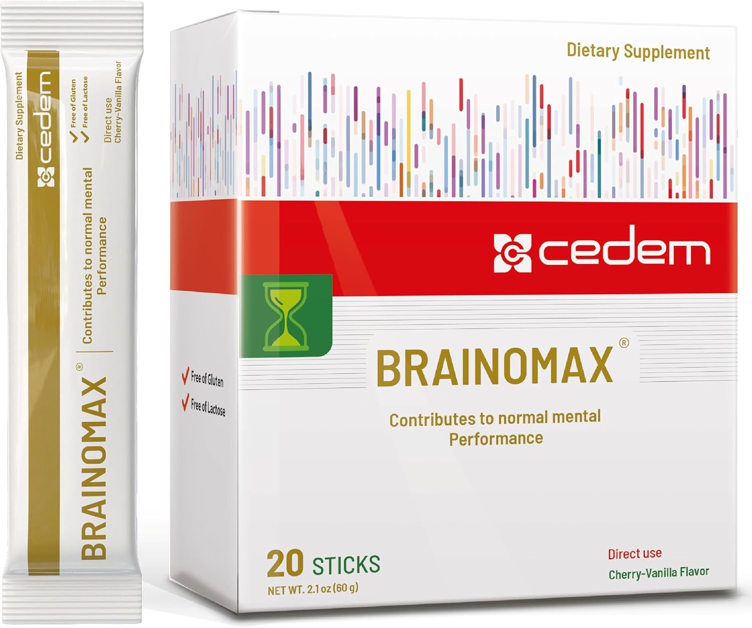 CEDEM Switzerland BRAINOMAX 20 Powder Sticks, Brain Booster Supplement, Cherry-Vanilla Flavour with Citicoline, N-Acetyl-L-Carnitine, Nootropic Brain Supplements for Memory and Focus, Cognitive Support - görsel 1