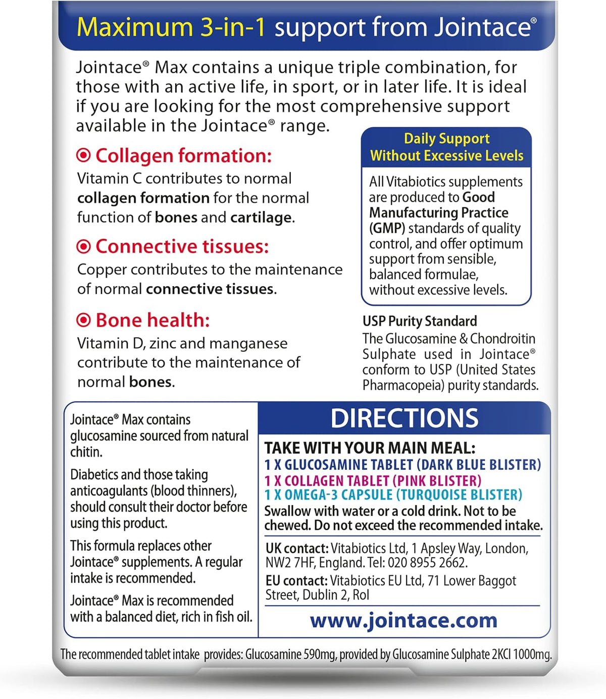 Vitabiotics Jointace Max Tablets - 84 Tablets - görsel 3