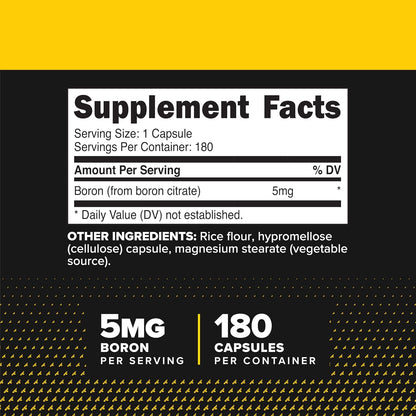 PrimaForce Boron Capsules 5 mg, 180 Vegetarian Capsules