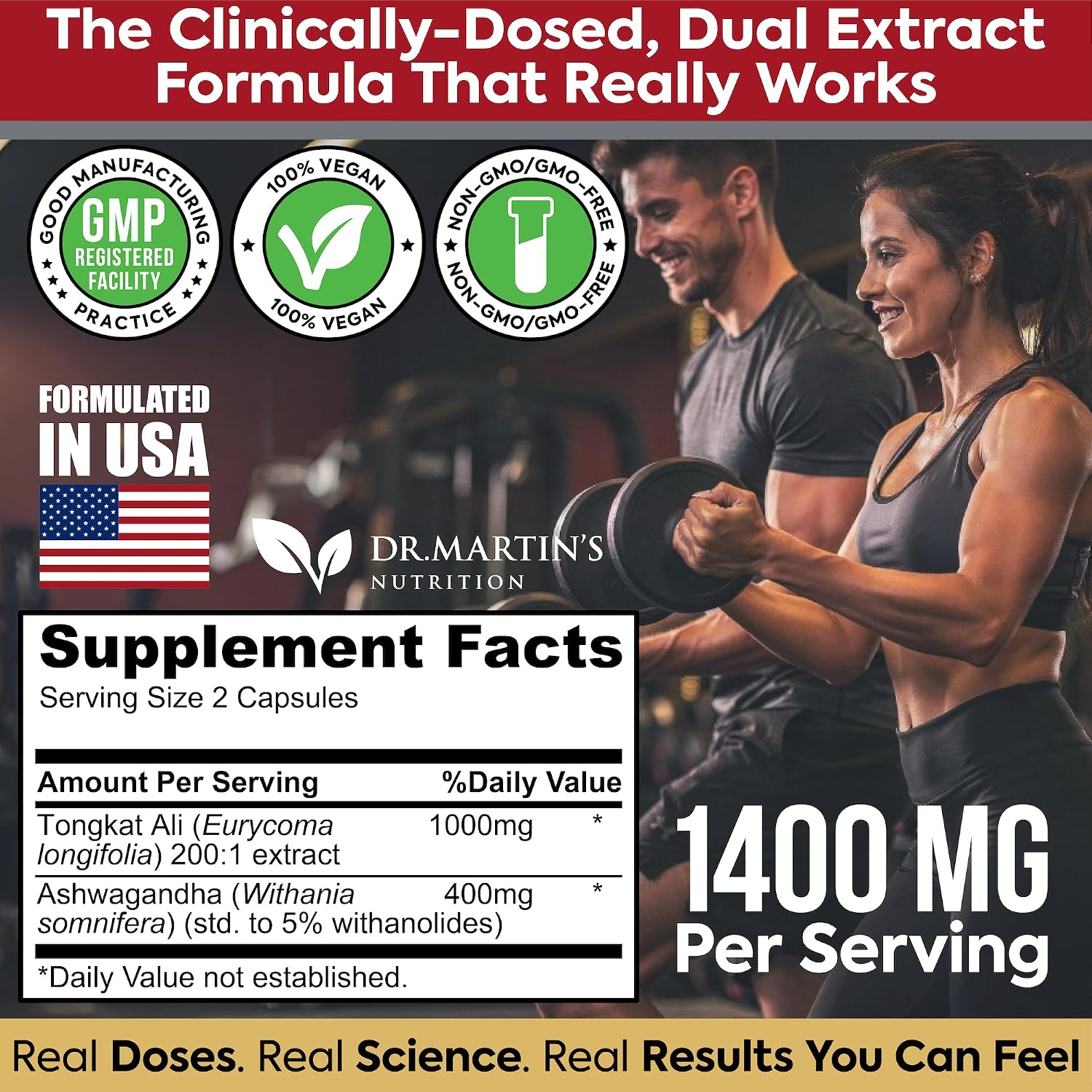 DR. MARTIN'S NUTRITION Tongkat Ali 200:1 Extract + Ashwagandha 5% Withanolides, Dual-Adaptogen Support, 120 Capsules - görsel 6