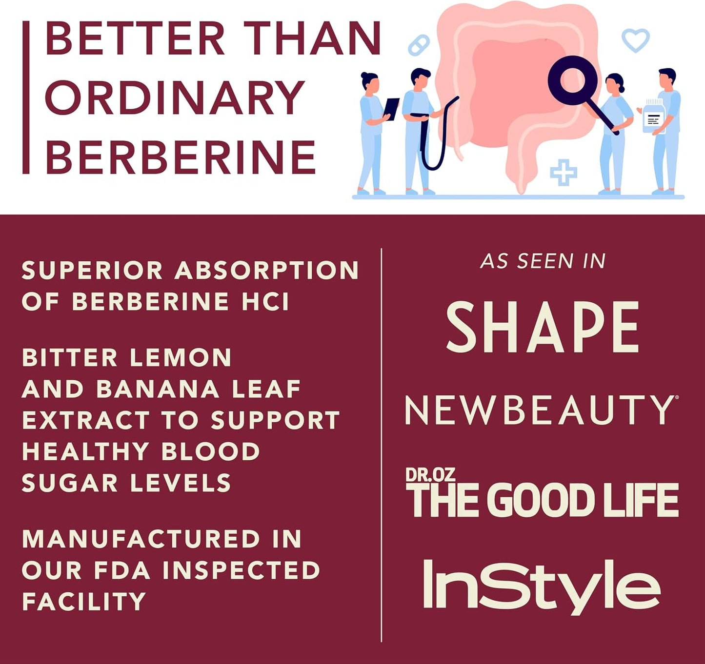 Berberine Supplement - 10x Higher Absorption Berberine HCl Complex with Bitter Lemon and Banaba Leaf - 60 Capsules, Non-GMO - görsel 6
