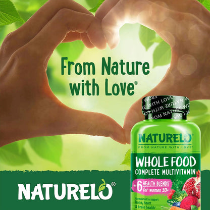 NATURELO Whole Food Multivitamin for Women Over 50 (Iron Free) - 120 Vegan Capsules