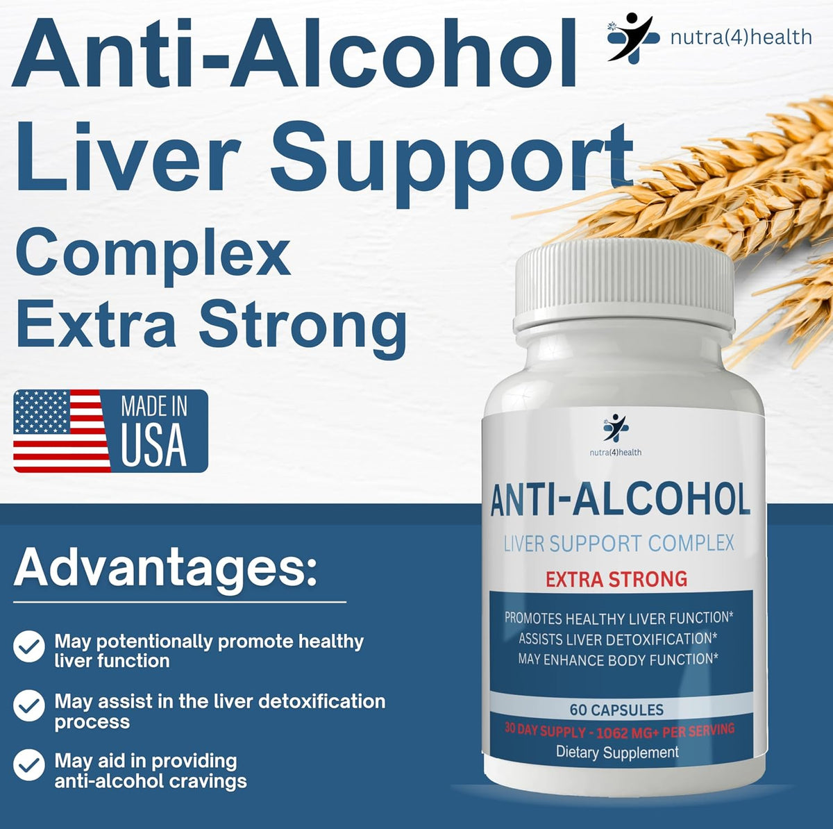 nutra4health Anti Alcohol Craving Supplement – 60 Capsules - görsel 3