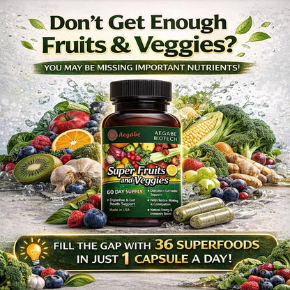 Super Fruits and Vegetables Food Supplement – 36 Whole Foods, 60-Day Supply