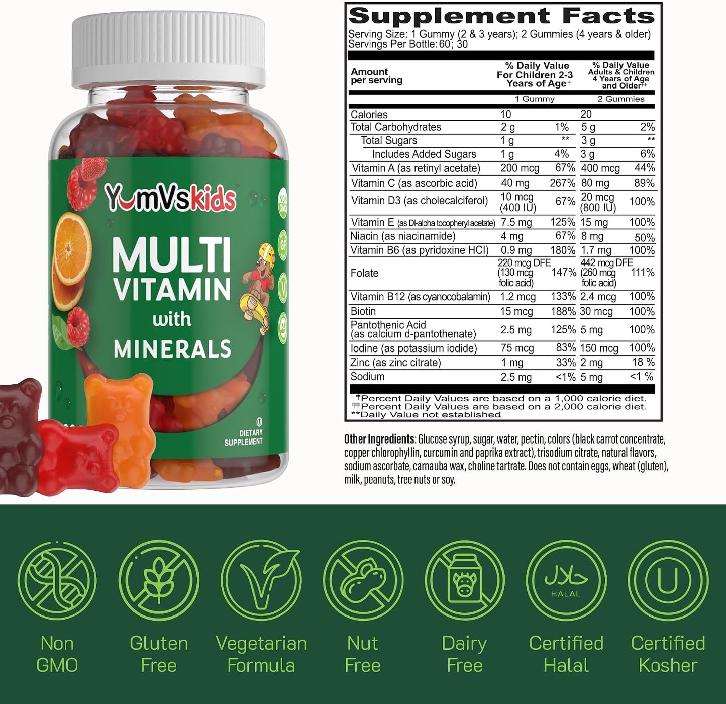 YumVs Kids Multivitamin Gummies - Fruit Flavoured - 120 Count - görsel 6