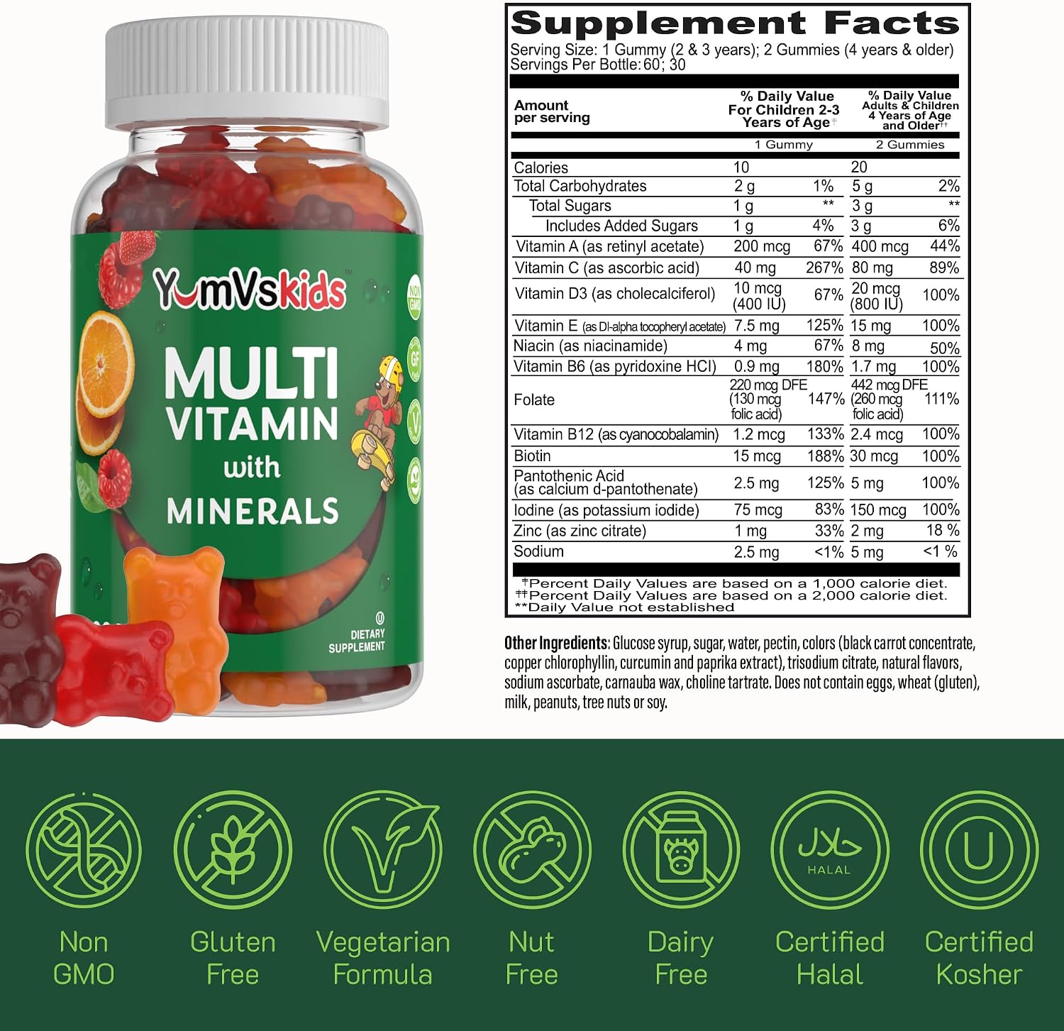 YumVs Kids Multivitamin Gummies - Fruit Flavoured - 120 Count - görsel 6