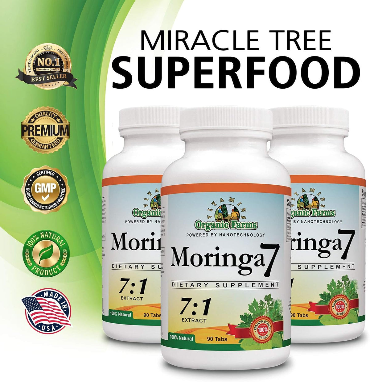 Moringa 7 Super Grass – 100% Natural Organic Moringa Oleifera Extract, 1875 mg - görsel 2