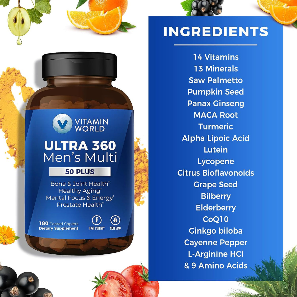 Vitamin World Ultra 360 Multivitamin for Men 50 Plus, 180 Caplets - görsel 5