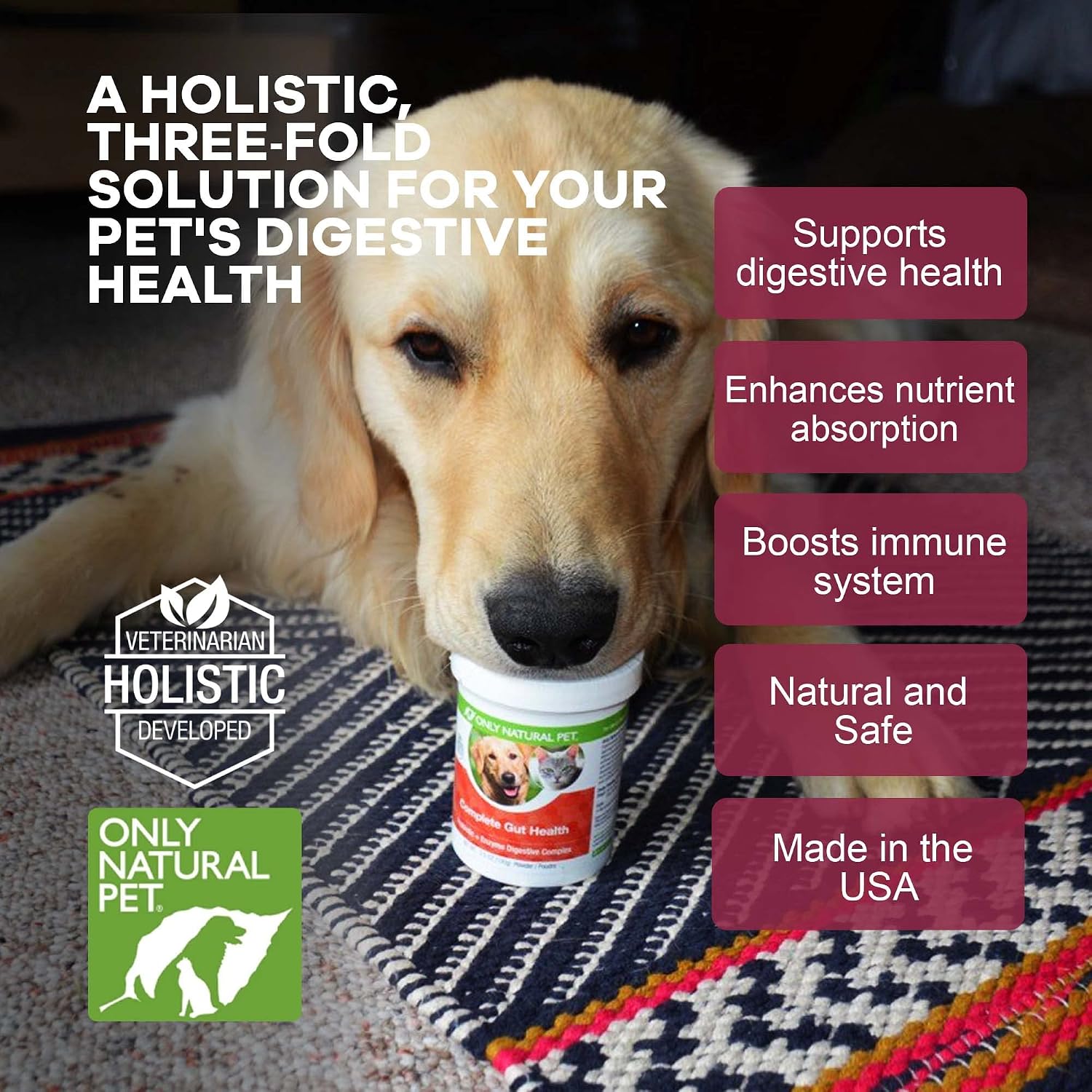 Only Natural Pet Complete Gut Health Complex – Probiotics & Digestive Enzyme Supplement for Dogs and Cats (99 g Powder) - görsel 2