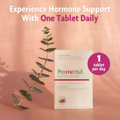 Promensil Perimenopause Supplements for Women – Red Clover Isoflavones with Biotin and Vitamin D, 30 Tablets