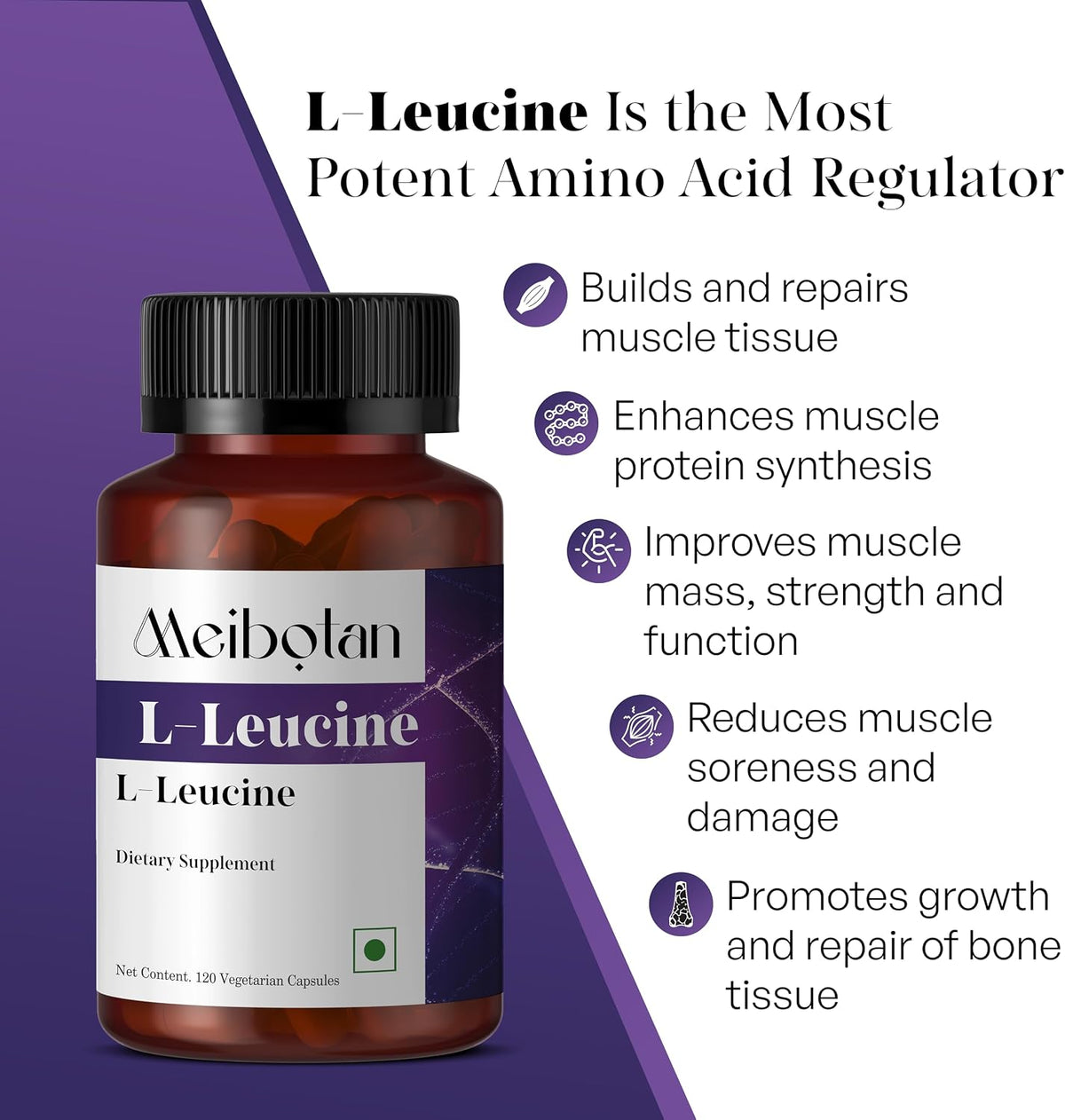 100% Pure L-Leucine 2000mg – Non-GMO, Vegan – 120 Vegetarian Capsules - görsel 5