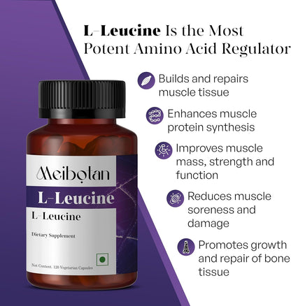 100% Pure L-Leucine 2000mg – Non-GMO, Vegan – 120 Vegetarian Capsules
