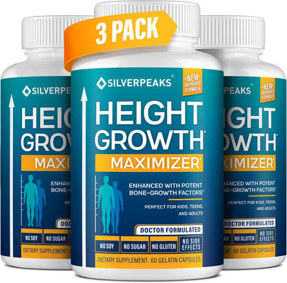 Height Growth Maximizer - Natural Capsules to Support Height Potential | Made in the USA with Calcium, Zinc, GABA & Vitamin D3 for Bone Strength and Joint Support* | Hormone-Free, 60 Capsules