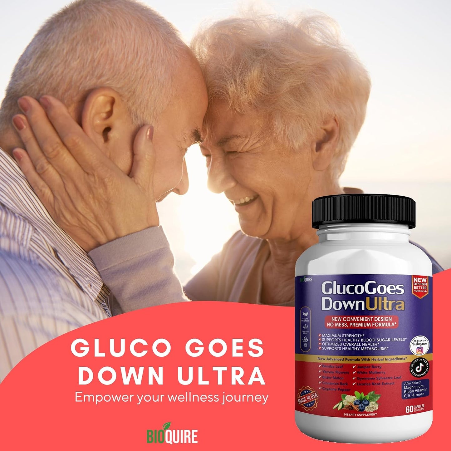 BIOQUIRE Gluco Goes Down Ultra Food Supplement - Maximum Strength - 60 Capsules - görsel 4