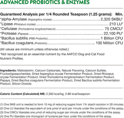 NaturVet – Advanced Probiotics & Enzymes - Plus Vet Strength PB6 Probiotic | Supports and Balances Pets with Sensitive Stomachs & Digestive Issues | for Dogs & Cats (454 g)