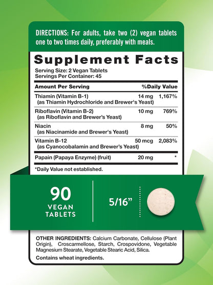 Nature's Truth Vitamin B Complex for Women & Men | Plus B12 | 90 Tablets | High Strength | Vegan and Non-GMO Supplement