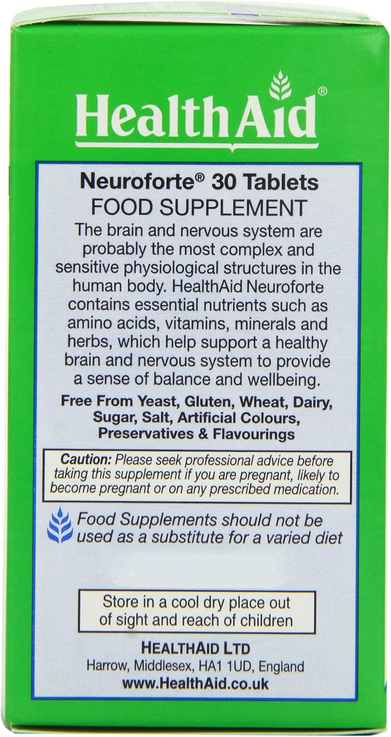 Health Aid NeuroForte - B Vitamin Complex with Amino Acids, 30 Tablets - görsel 2