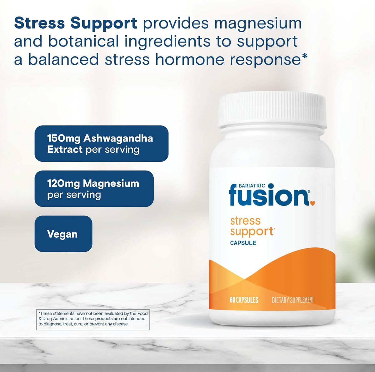 Bariatric Fusion Stress Support* - Vegan Supplement with Magnesium and Ashwagandha - 60 Capsules - görsel 5