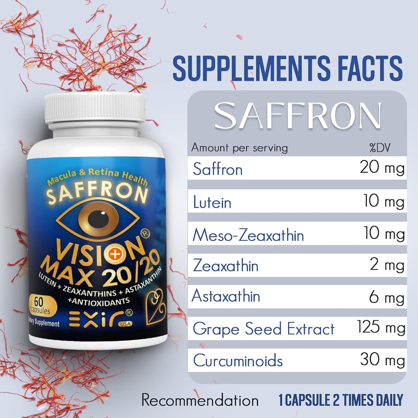 Vision Max 20/20 Visual Performance Support Eye Supplement - Supports Eye Health, Visual Comfort & Focus (60 Capsules) - görsel 4