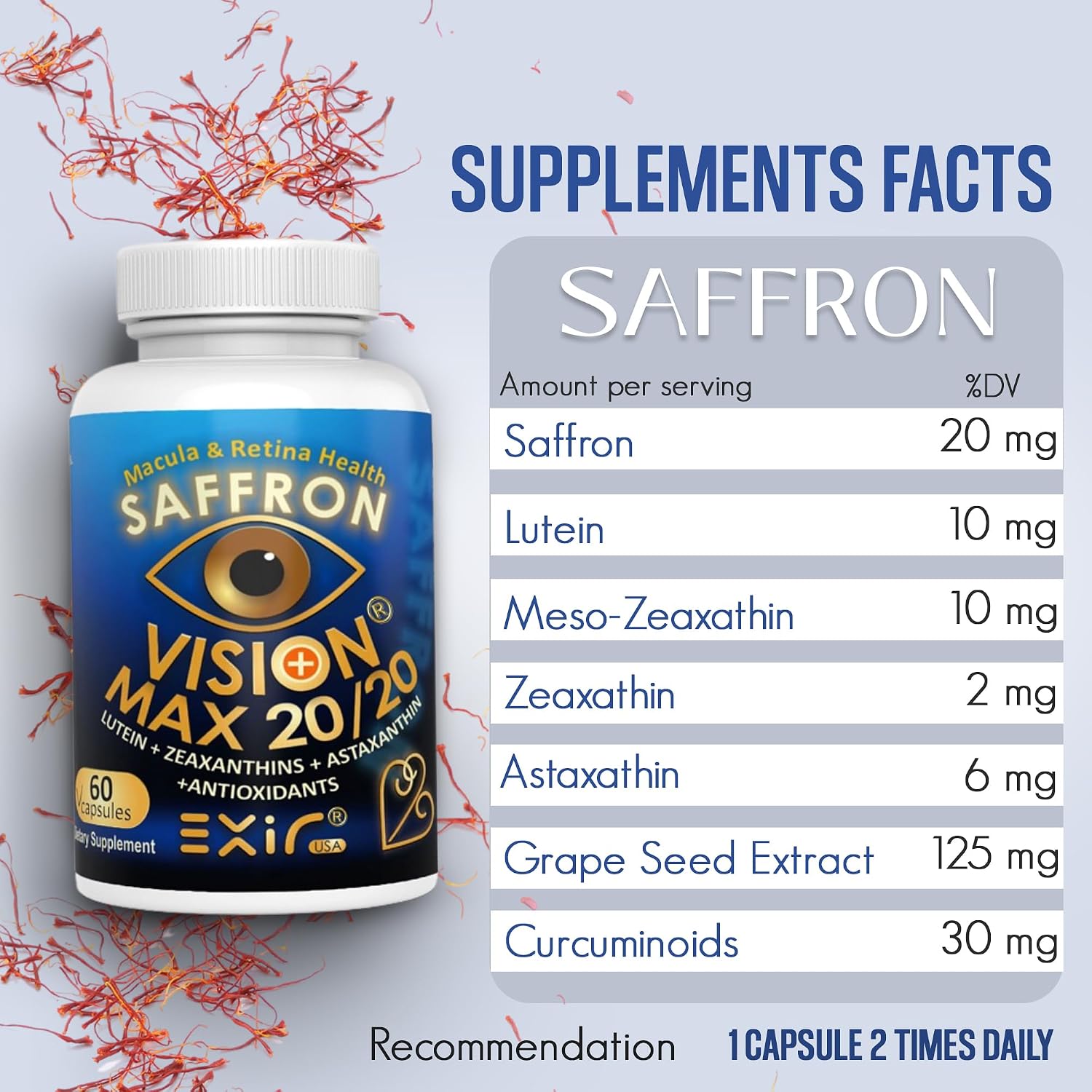 Vision Max 20/20 Visual Performance Support Eye Supplement - Supports Eye Health, Visual Comfort & Focus (60 Capsules) - görsel 4