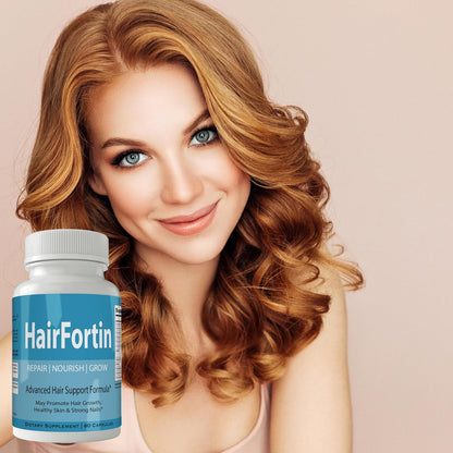 Hairfortin Advanced Hair Growth Vitamins and Minerals – Extra Strength Formula for Hair, Skin, and Nails with Biotin – Gluten-free, 60 Capsules