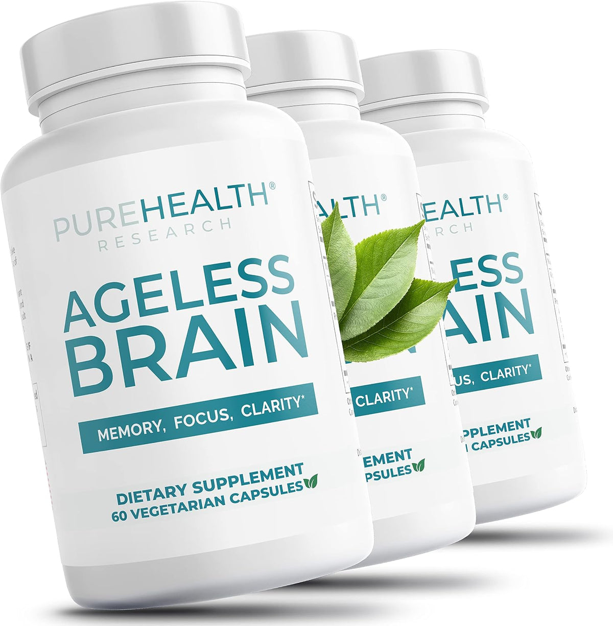 PUREHEALTH RESEARCH Ageless Brain - Nootropic Brain Supplement for Memory and Concentration, 180 Capsules - görsel 1