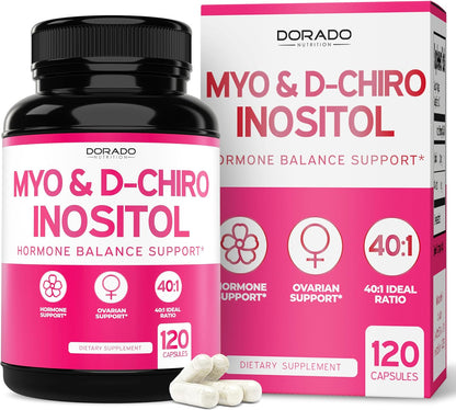 Myo-Inositol & D-Chiro-Inositol Supplement for Women – 40:1 Ratio, 2050mg, 120 Capsules