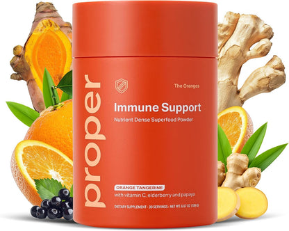 Proper, The Oranges Nutrient-Dense Superfood Powder for Immune Function & Digestive Health - Elderberry, Vitamin C, Zinc & Echinacea Supplement Complex Enhanced with Probiotic Digestive Blend
