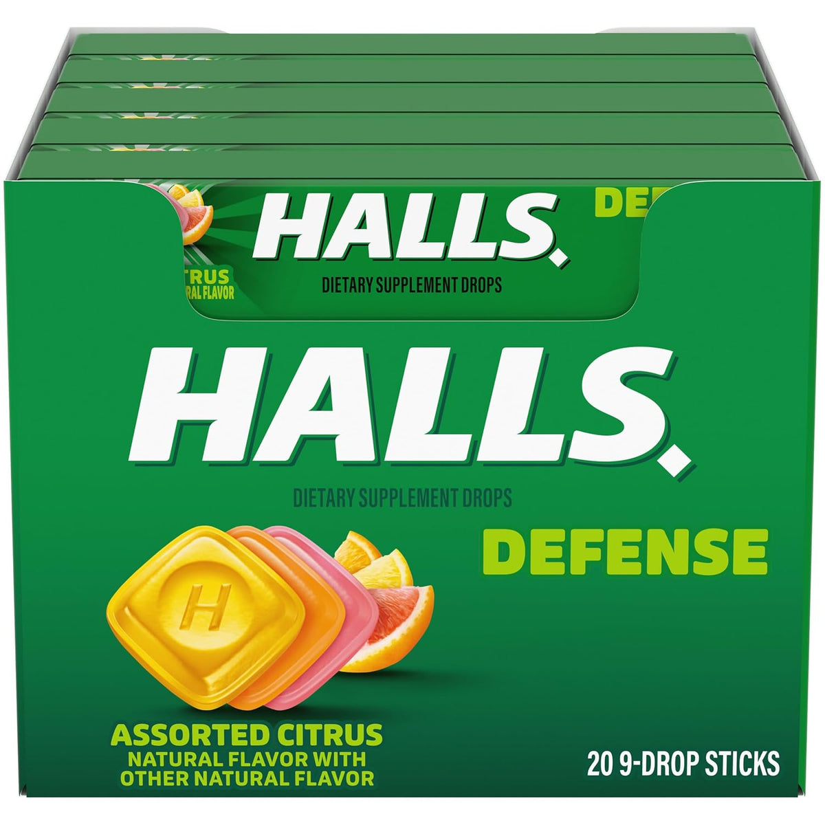 HALLS Defence Assorted Citrus Vitamin C Dietary Supplement Drops, 180 ct - görsel 1