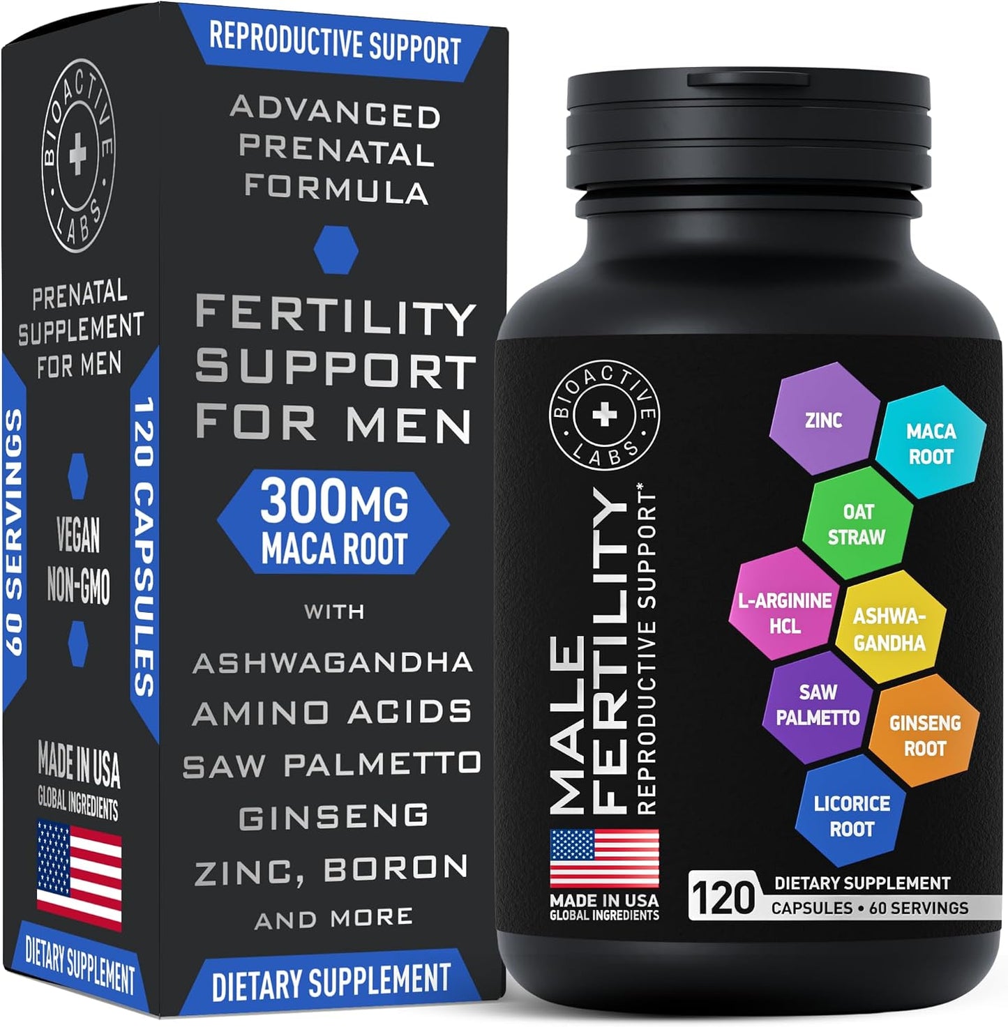 Fertility Supplements for Men with Zinc, Maca, Ashwagandha – Male Vitality and Conception Support – 120 Capsules - görsel 1