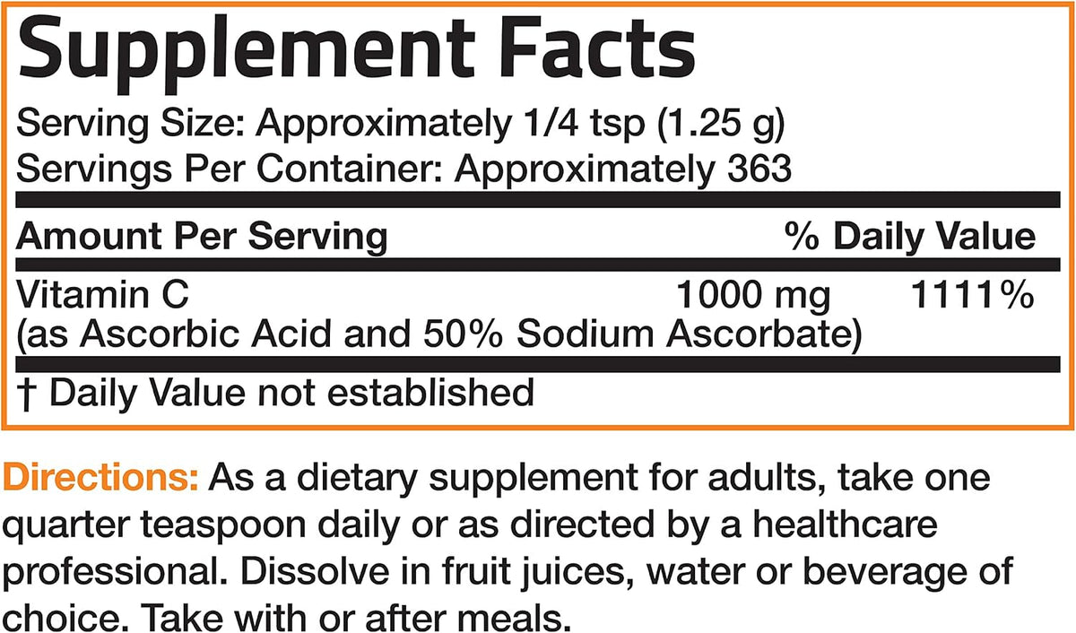Bronson Buffered Vitamin C Powder – Ascorbic Acid with Sodium Ascorbate, 453 g - görsel 6