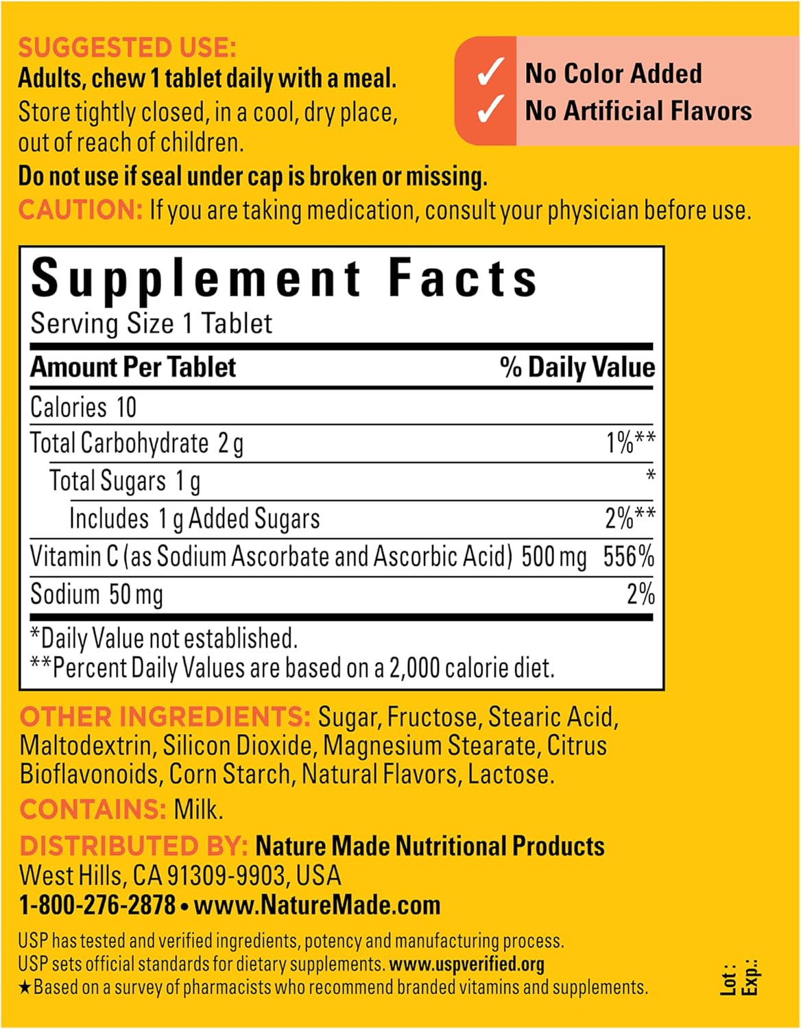 Nature Made Chewable Vitamin C 500 mg, 150 Tablets - görsel 8