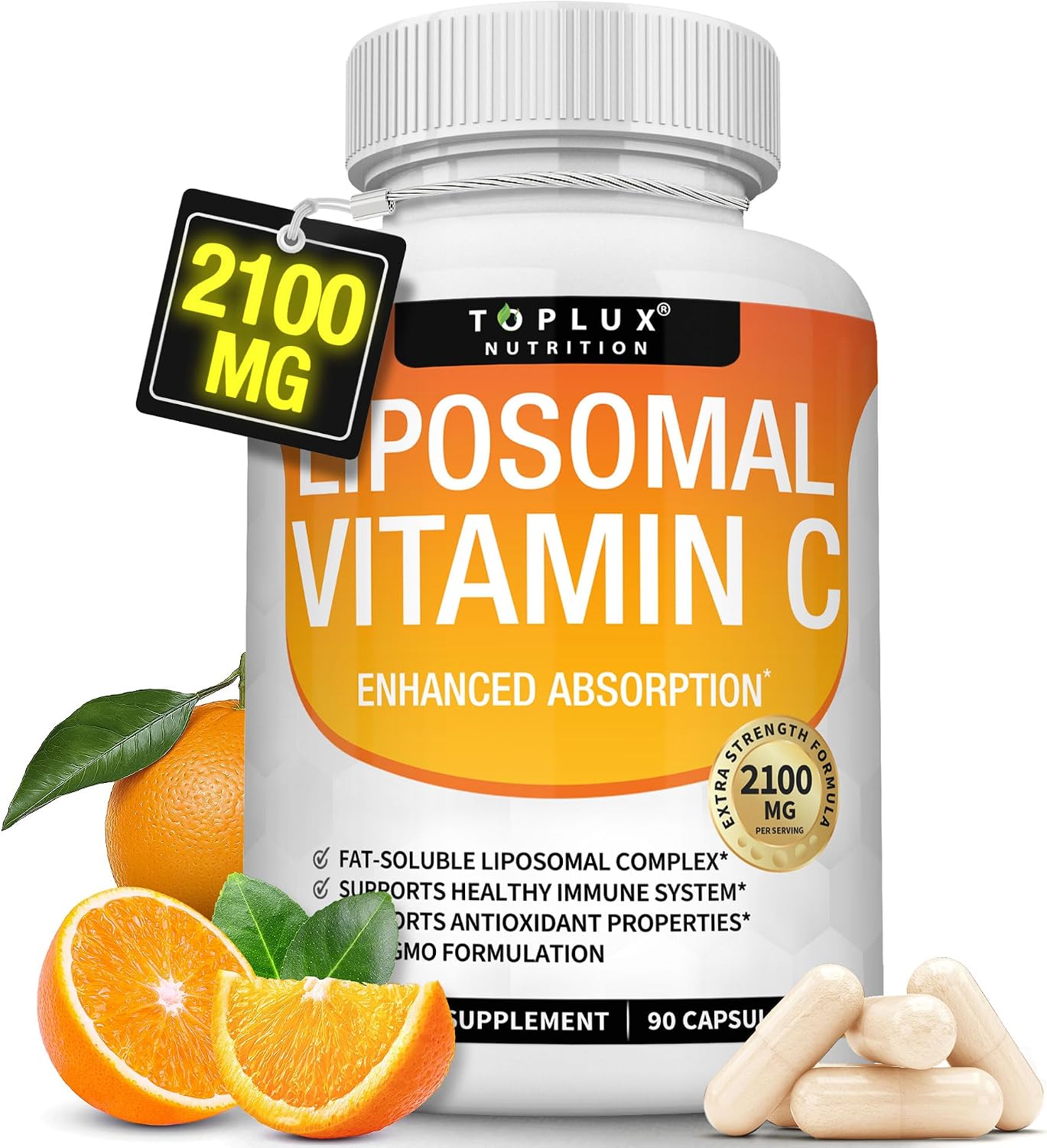 Liposomal Vitamin C 2100mg – High Absorption Fat Soluble Vitamin C with MCT Oil & Sunflower Lecithin, Immune Support & Collagen Booster - görsel 1