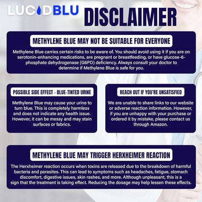 Methylene Blue Capsules (USP) - 10mg with Vitamin C - 99.99% Purity - Lucid Blu