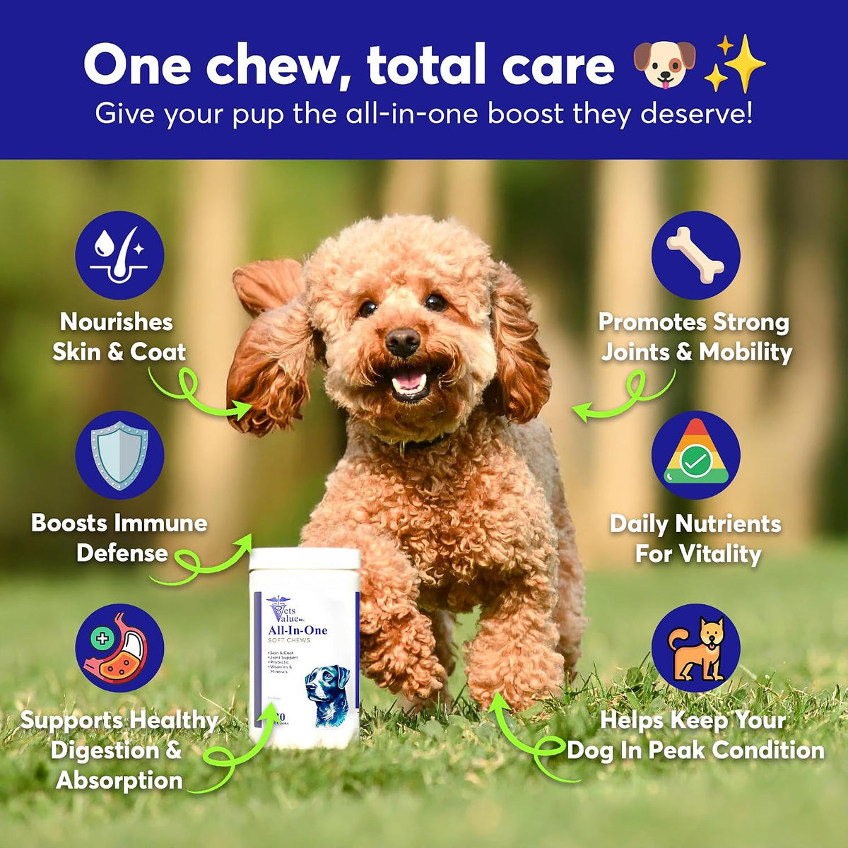 Dog Multivitamin Chews (120 Soft Chews) - All-in-One Vitamins for Dogs of All Ages, Sizes & Breeds - görsel 3