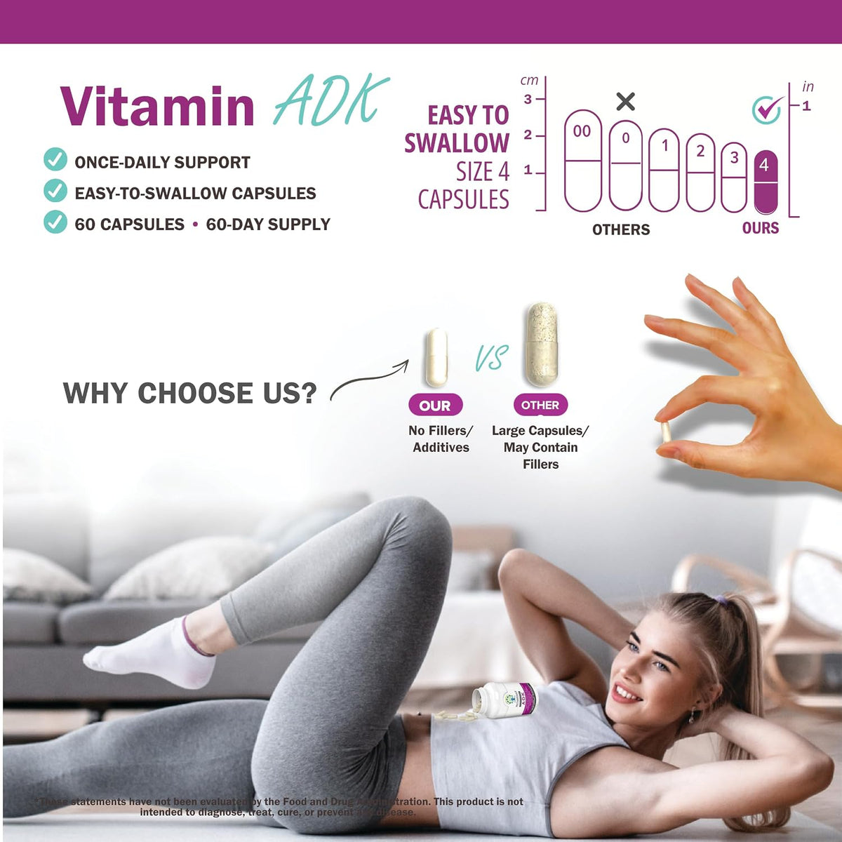 NatureGenX ADK Vitamin Supplement – Vitamins A, D3 & K2 MK-7 for Bone Health & Calcium Absorption – Gluten-Free, Non-GMO, Soya-Free – 60 Capsules (2-Month Supply) - görsel 6