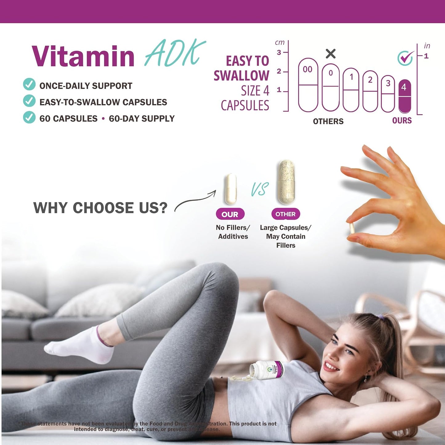NatureGenX ADK Vitamin Supplement – Vitamins A, D3 & K2 MK-7 – 120 Capsules (2-Pack) - görsel 9