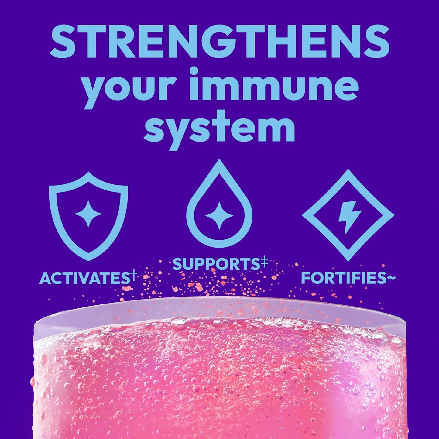 Emergen-C Immune+ Triple Action Immune Support Powder, BetaVia, 1000mg Vitamin C, B Vitamins, Vitamin D and Antioxidants, Raspberry Flavour – 30 Count - görsel 2