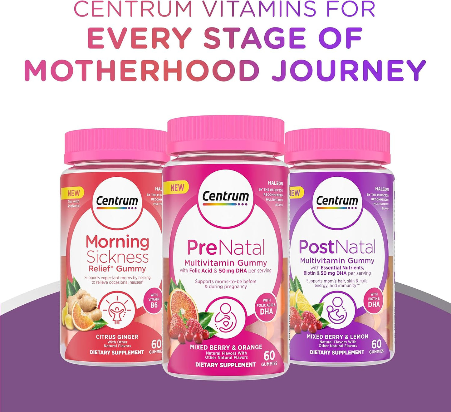 Centrum Prenatal Multivitamin Gummies with DHA and Folic Acid, Mixed Berry and Orange - 60 Count - görsel 6